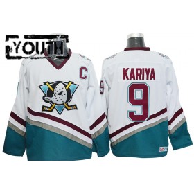 Anaheim Ducks Mighty Ducks Paul Kariya 9 CCM Throwback Wit Authentic Shirt - Kinderen